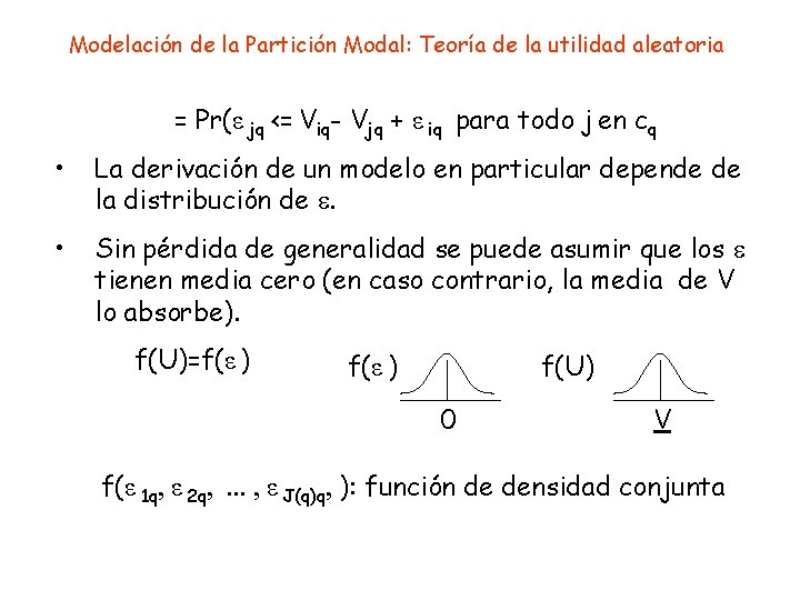 Modelación de la Partición Modal: Teoría de la utilidad aleatoria = Pr(ε jq <=