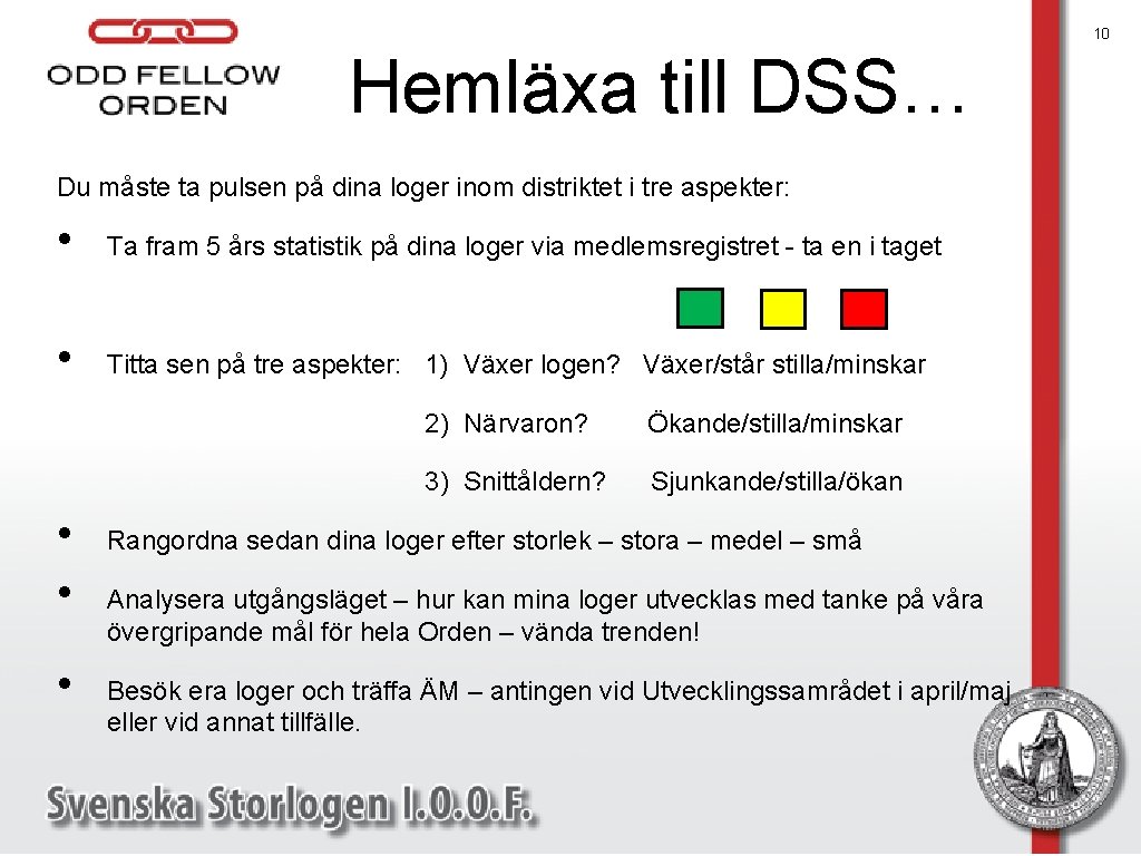 10 Hemläxa till DSS… Du måste ta pulsen på dina loger inom distriktet i
