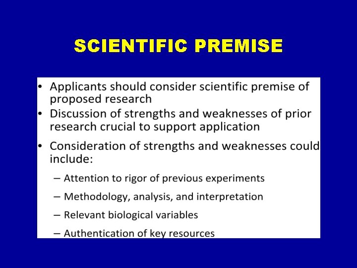 SCIENTIFIC PREMISE 