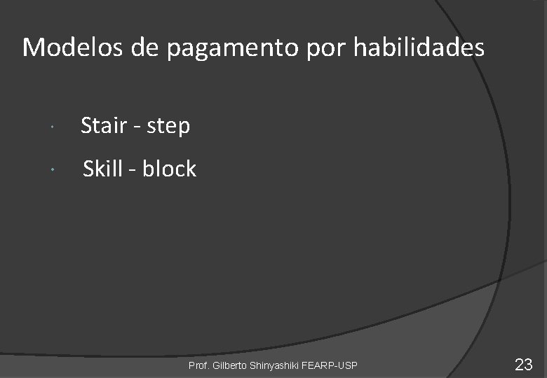 Modelos de pagamento por habilidades Stair - step Skill - block Prof. Gilberto Shinyashiki