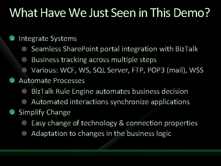 What Have We Just Seen in This Demo? Integrate Systems Seamless Share. Point portal