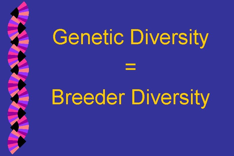 Genetic Diversity = Breeder Diversity 