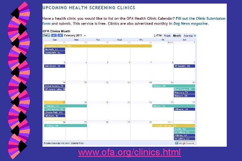 www. ofa. org/clinics. html 