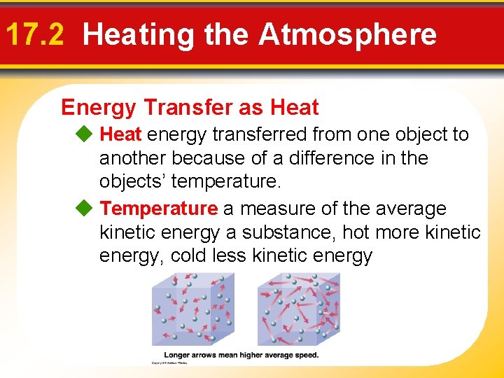 17. 2 Heating the Atmosphere Energy Transfer as Heat energy transferred from one object