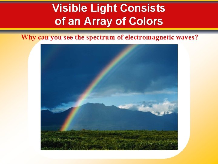 Visible Light Consists of an Array of Colors Why can you see the spectrum