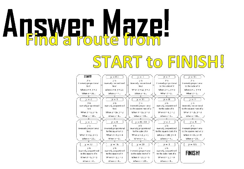 Answer Maze! Find a route from START to FINISH! 