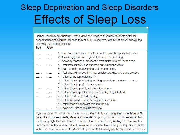 Sleep Deprivation and Sleep Disorders Effects of Sleep Loss 