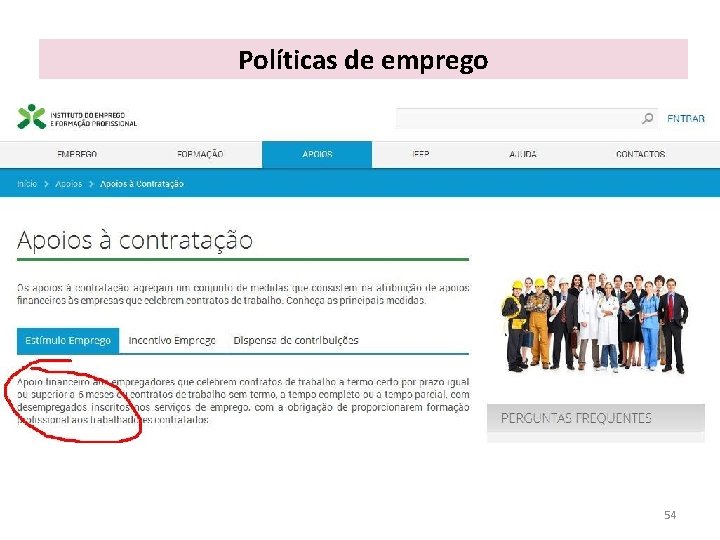 Políticas de emprego O que são Forma ou objetivos Promoção do emprego e combate