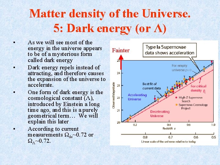 Matter density of the Universe. 5: Dark energy (or Λ) • • As we