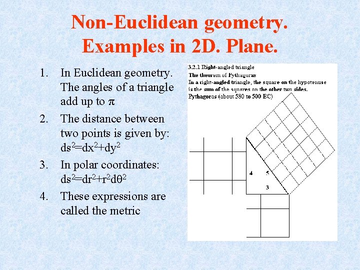 Non-Euclidean geometry. Examples in 2 D. Plane. 1. In Euclidean geometry. The angles of