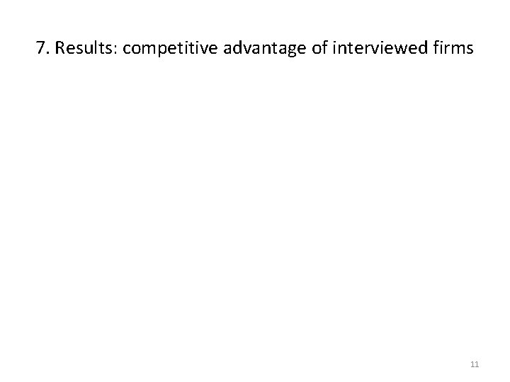 7. Results: competitive advantage of interviewed firms 11 