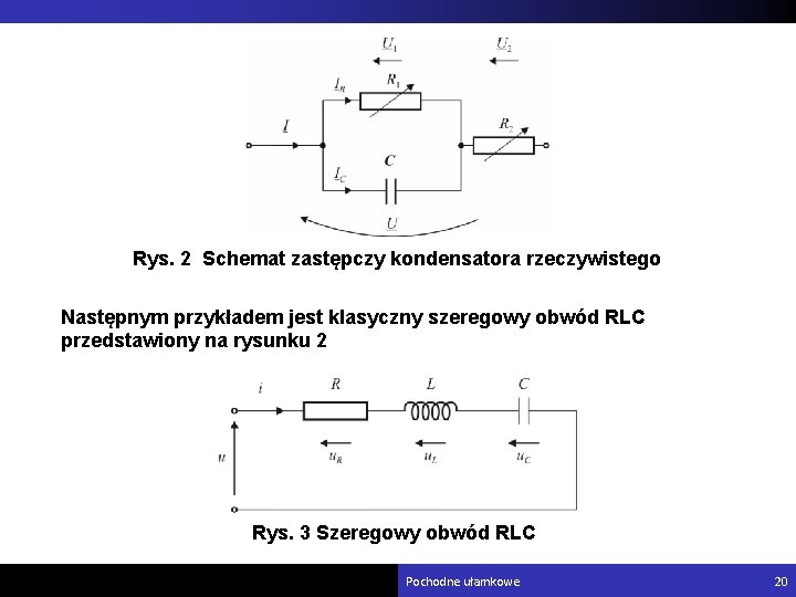  Rys. 2 Schemat zastępczy kondensatora rzeczywistego Następnym przykładem jest klasyczny szeregowy obwód RLC