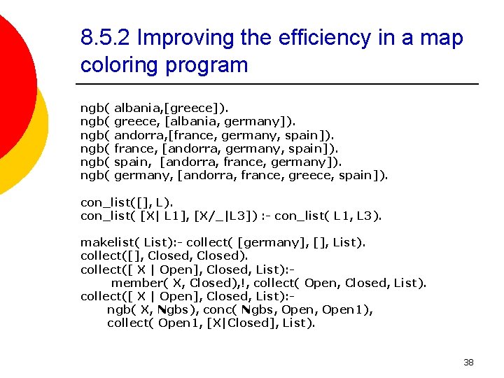 8. 5. 2 Improving the efficiency in a map coloring program ngb( ngb( albania,