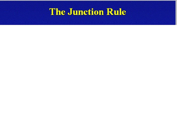 At the junction shown: I 1 + I 2 = I 3 