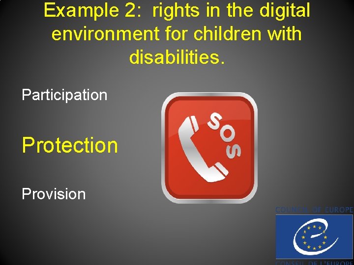 Example 2: rights in the digital environment for children with disabilities. Participation Protection Provision