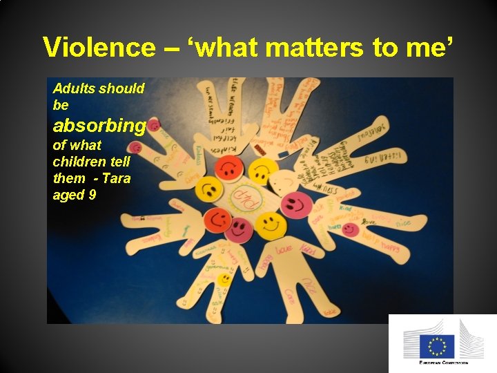 Violence – ‘what matters to me’ Adults should be absorbing of what children tell