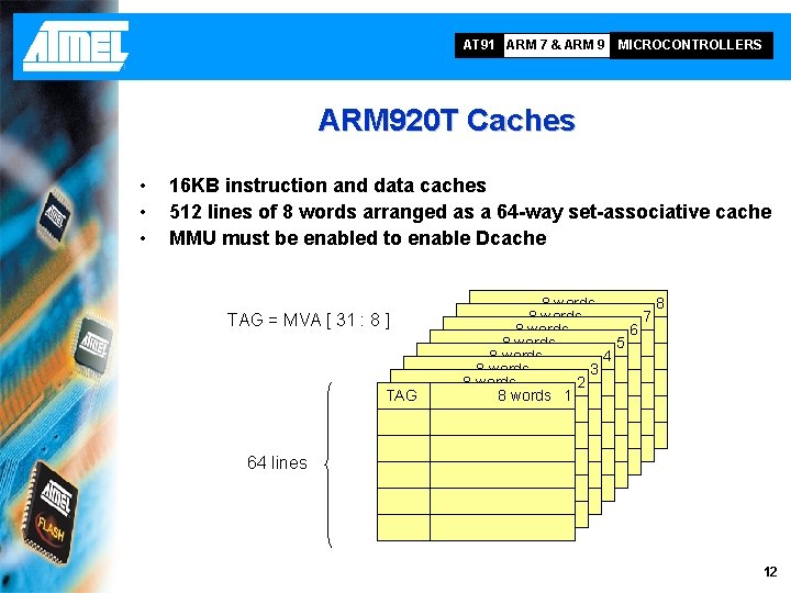 AT 91 ARM 7 & ARM 9 MICROCONTROLLERS ARM 920 T Caches • •