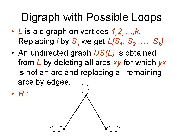 Digraph with Possible Loops • L is a digraph on vertices 1, 2, …,