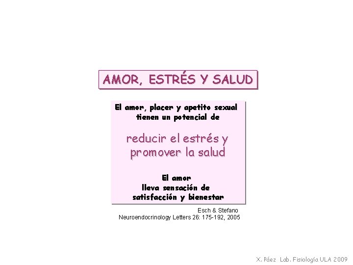 AMOR, ESTRÉS Y SALUD El amor, placer y apetito sexual tienen un potencial de