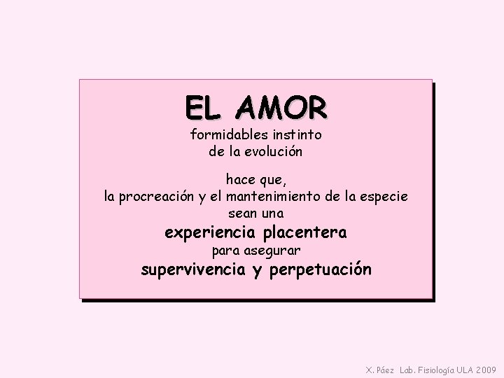 EL AMOR formidables instinto de la evolución hace que, la procreación y el mantenimiento