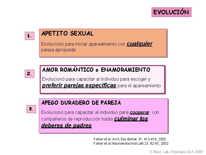 EVOLUCIÓN 1. APETITO SEXUAL Evolucionó para iniciar apareamiento con pareja apropiada 2. 3. cualquier