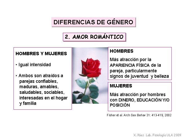 DIFERENCIAS DE GÉNERO 2. AMOR ROMÁNTICO HOMBRES Y MUJERES • Igual intensidad • Ambos