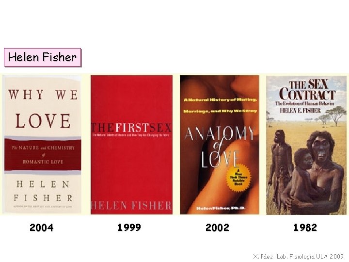 Helen Fisher 2004 1999 2002 1982 X. Páez Lab. Fisiología ULA 2009 