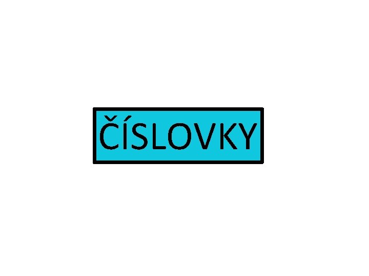 ČÍSLOVKY 