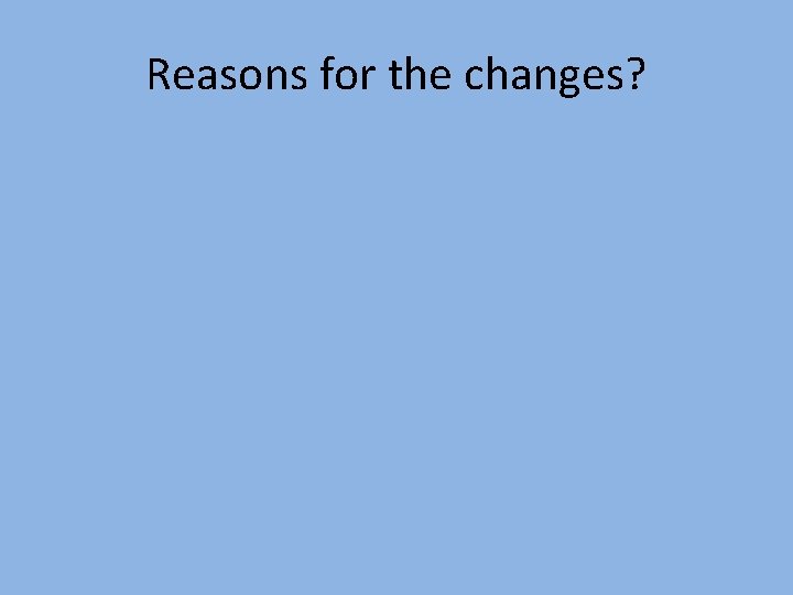 Reasons for the changes? 