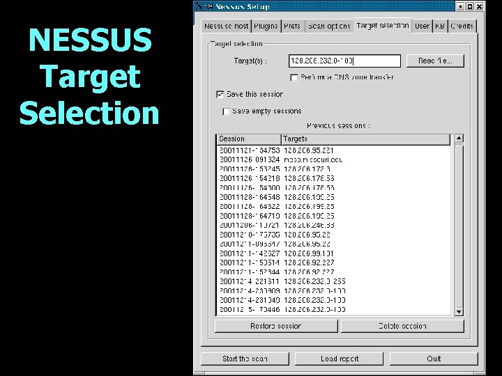 NESSUS Target Selection 