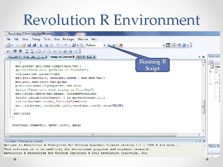 Revolution R Environment Running R Script 