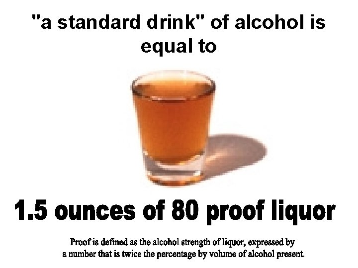 "a standard drink" of alcohol is equal to 