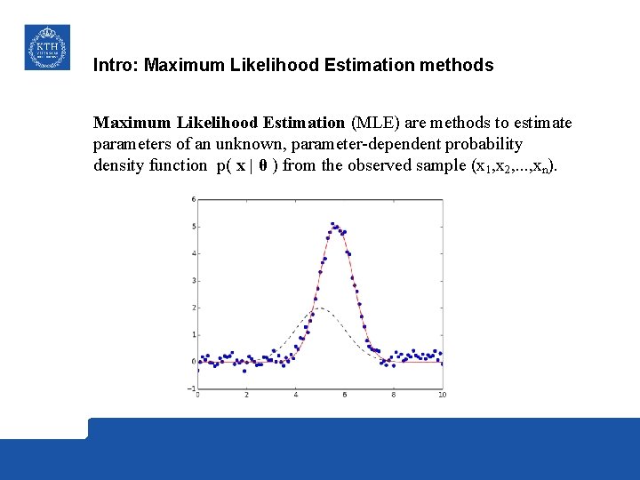Intro: Maximum Likelihood Estimation methods Maximum Likelihood Estimation (MLE) are methods to estimate parameters