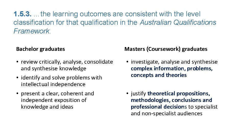 1. 5. 3. …the learning outcomes are consistent with the level classification for that