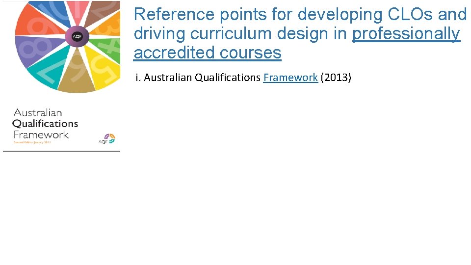 Reference points for developing CLOs and driving curriculum design in professionally accredited courses i.