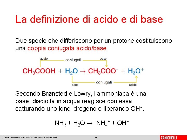 La definizione di acido e di base Due specie che differiscono per un protone