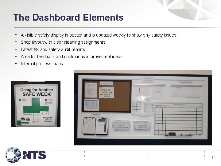 The Dashboard Elements • • • A visible safety display is posted and is