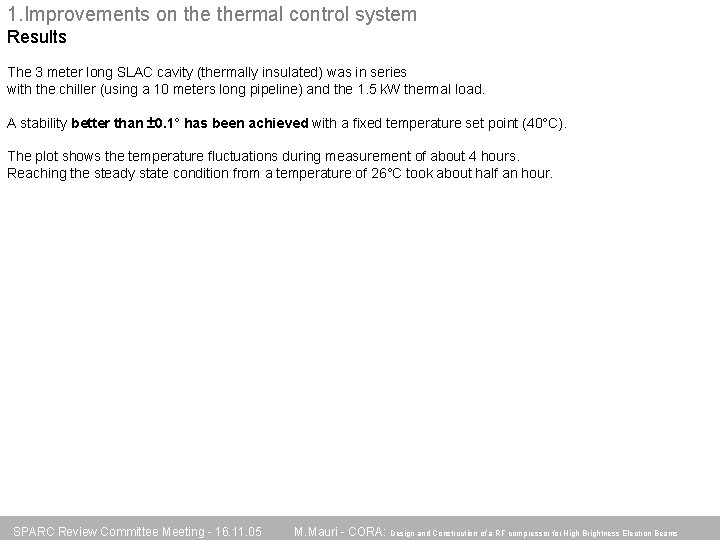 1. Improvements on thermal control system Results The 3 meter long SLAC cavity (thermally