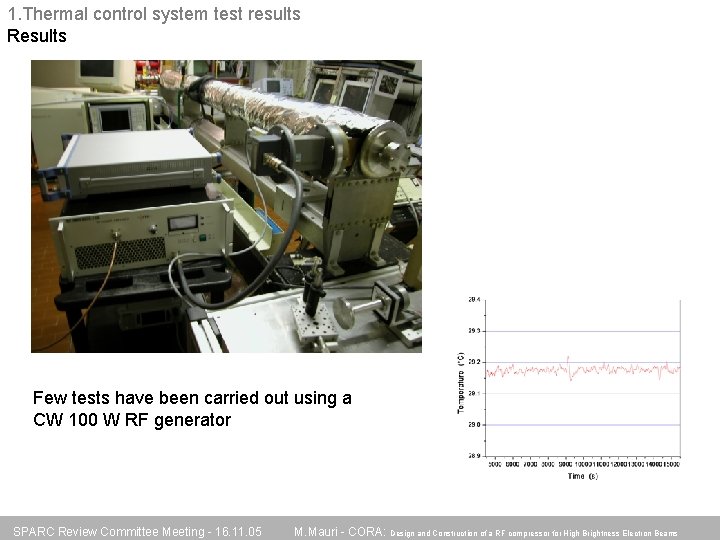 1. Thermal control system test results Results Few tests have been carried out using