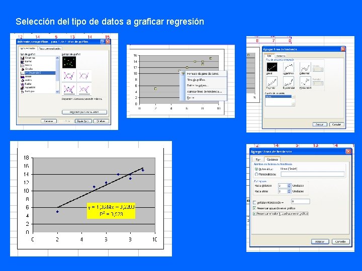 Selección del tipo de datos a graficar regresión 