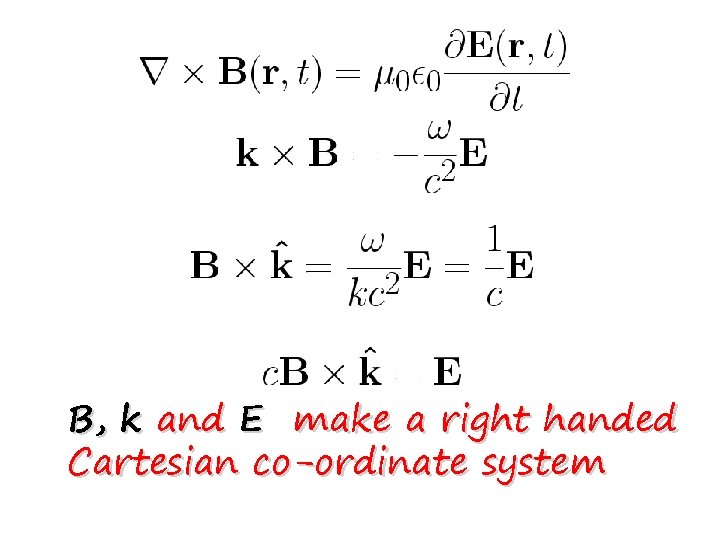 B, k and E make a right handed Cartesian co-ordinate system 