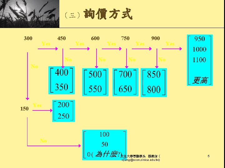 詢價方式 （三） 300 Yes 450 No Yes 600 No Yes 750 No Yes 900