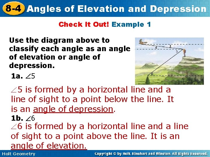 8 -4 Angles of Elevation and Depression Check It Out! Example 1 Use the 8 -4 Angles of Elevation and Depression Check It Out! Example 1 Use the