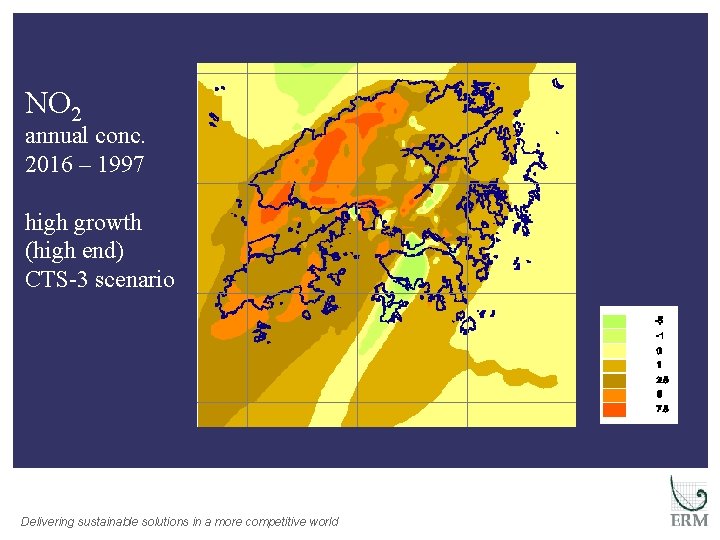 NO 2 annual conc. 2016 – 1997 high growth (high end) CTS-3 scenario Delivering