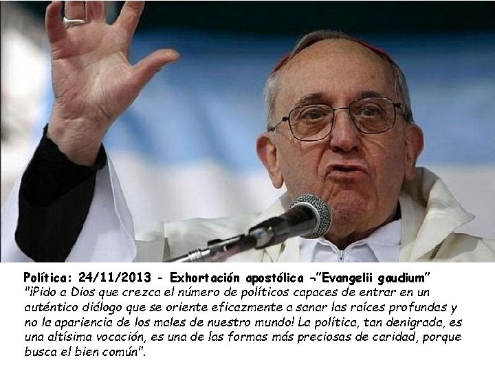 Política: 24/11/2013 - Exhortación apostólica ¬”Evangelii gaudium” "¡Pido a Dios que crezca el número