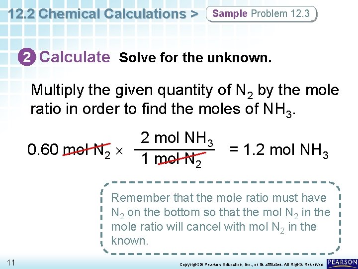 12. 2 Chemical Calculations > Sample Problem 12. 3 2 Calculate Solve for the