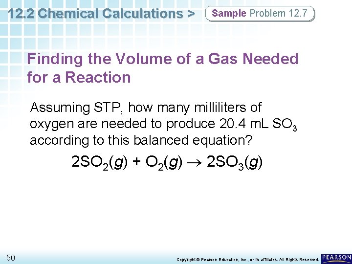 12. 2 Chemical Calculations > Sample Problem 12. 7 Finding the Volume of a