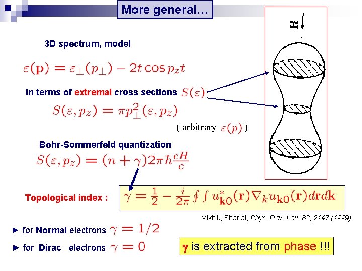 More general… 3 D spectrum, model In terms of extremal cross sections ( arbitrary