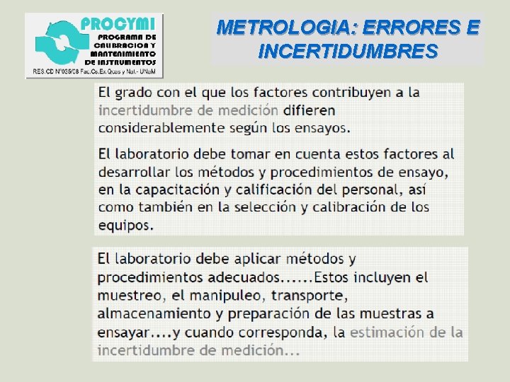 METROLOGIA: ERRORES E INCERTIDUMBRES 