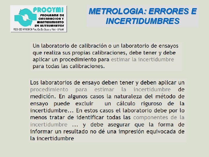 METROLOGIA: ERRORES E INCERTIDUMBRES 